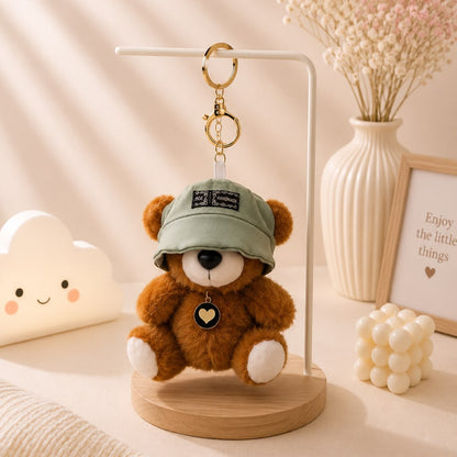 Cap Bear Plushie Keychain – Teddy Bag Charm