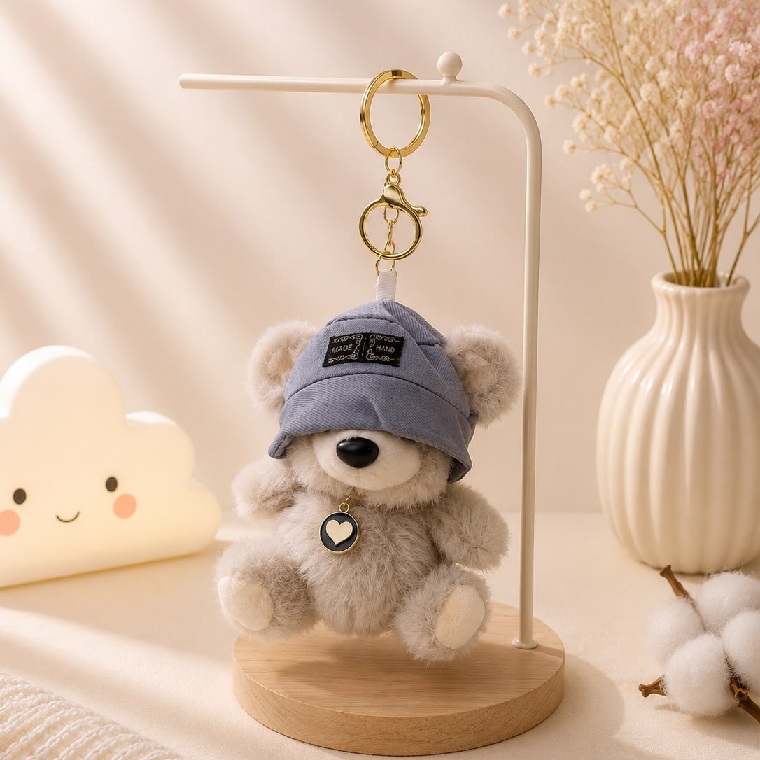 Cap Bear Plushie Keychain – Teddy Bag Charm
