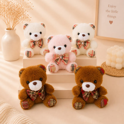 Plaid Bow Teddy Bear Plushie Keychain – Kawaii Bear Bag Charm