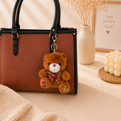 Plaid Bow Teddy Bear Plushie Keychain – Kawaii Bear Bag Charm