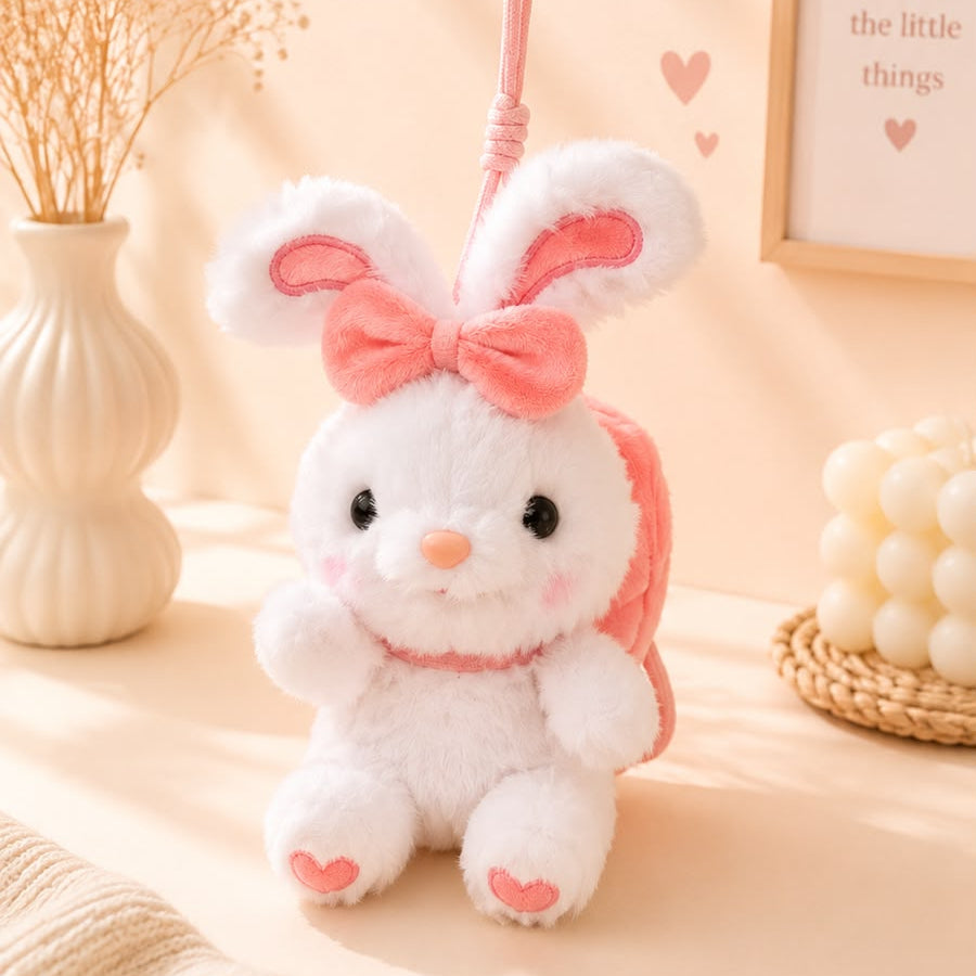 Bow Bunny Plushie Keychain – Kawaii Rabbit Bag Charm