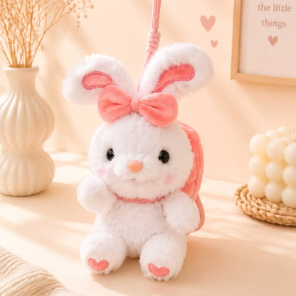 Bow Bunny Plushie Keychain – Kawaii Rabbit Bag Charm