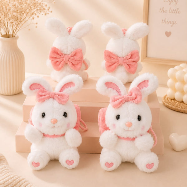 Bow Bunny Plushie Keychain – Kawaii Rabbit Bag Charm