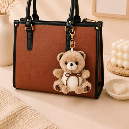 Plaid Bow Teddy Plushie Keychain – Soft Bear Bag Charm