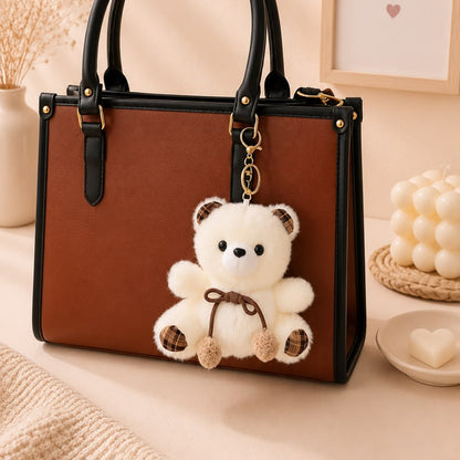 Plaid Bow Teddy Plushie Keychain – Soft Bear Bag Charm