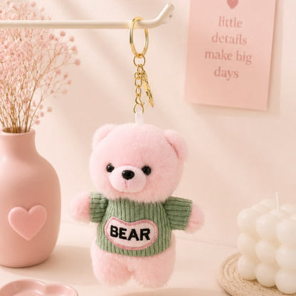 Sweater Bear Plushie Keychain – Cute Teddy Bag Charm