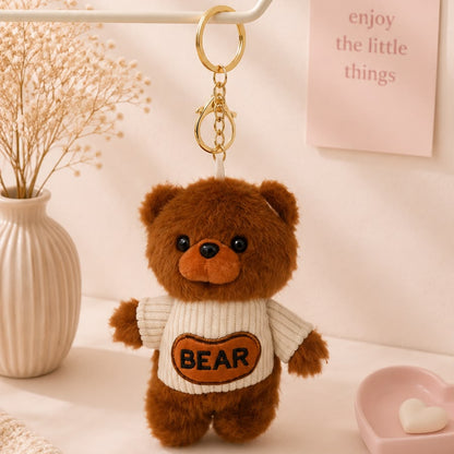Sweater Bear Plushie Keychain – Cute Teddy Bag Charm