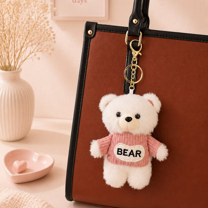 Sweater Bear Plushie Keychain – Cute Teddy Bag Charm