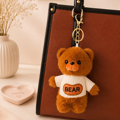 Sweater Bear Plushie Keychain – Cute Teddy Bag Charm