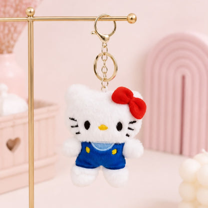 Kawaii Cat Plush Keychain | Cute Fluffy Bag Charm – Pink, Blue, Yellow & Purple