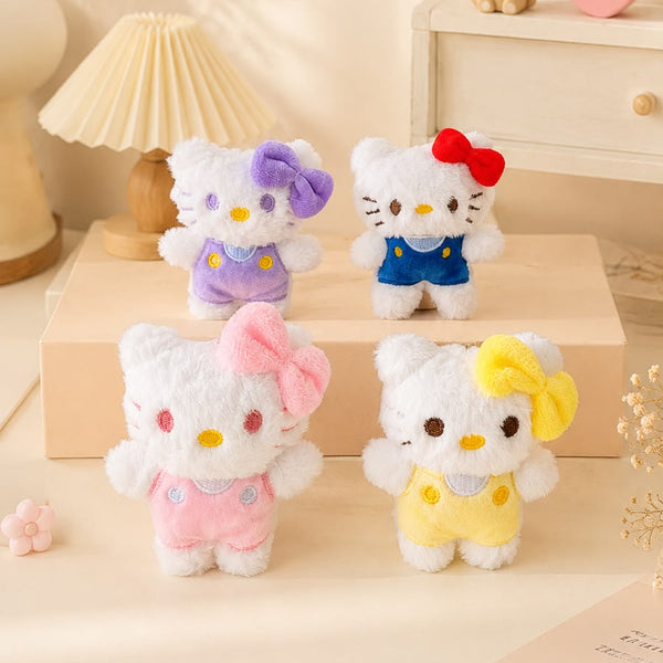 Kawaii Cat Plush Keychain | Cute Fluffy Bag Charm – Pink, Blue, Yellow & Purple