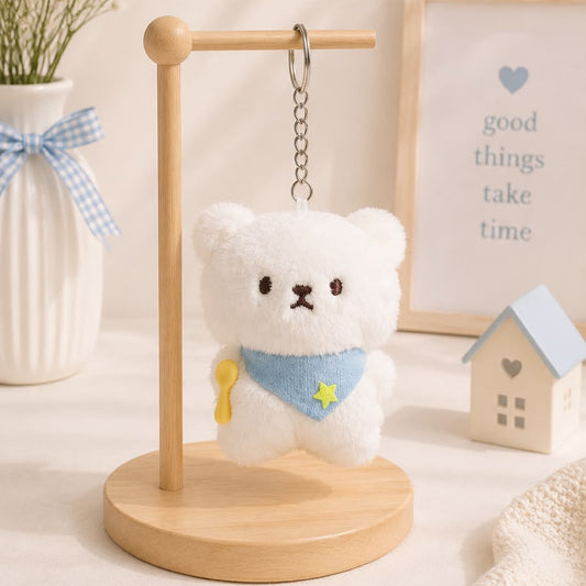 Star Bandana Bear Plushie Keychain – Kawaii Fluffy Bear Bag Charm