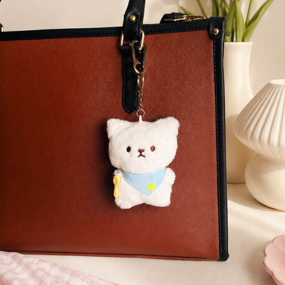 Star Bandana Bear Plushie Keychain – Kawaii Fluffy Bear Bag Charm
