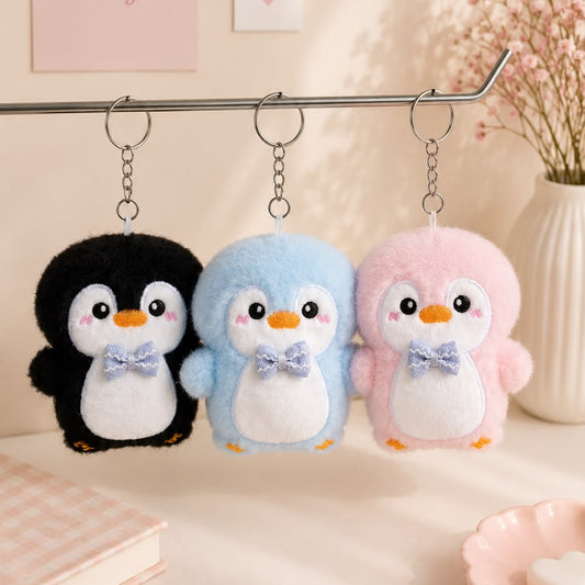 Bow Tie Penguin Plushie Keychain – Kawaii Bird Bag Charm