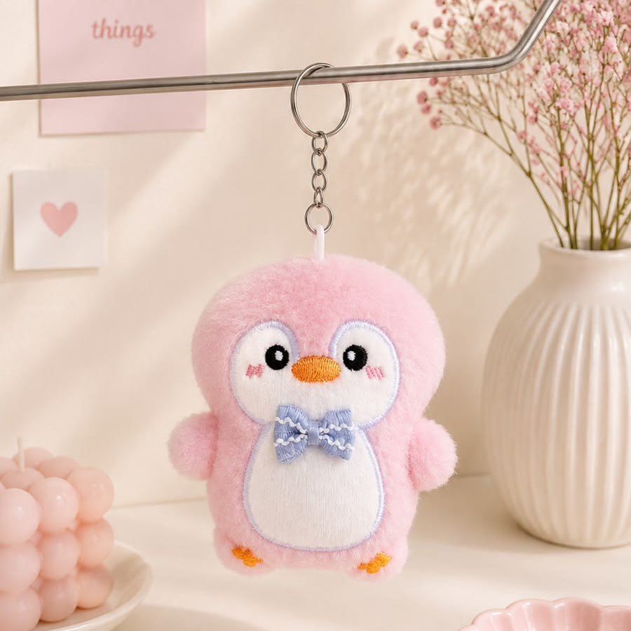 Bow Tie Penguin Plushie Keychain – Kawaii Bird Bag Charm