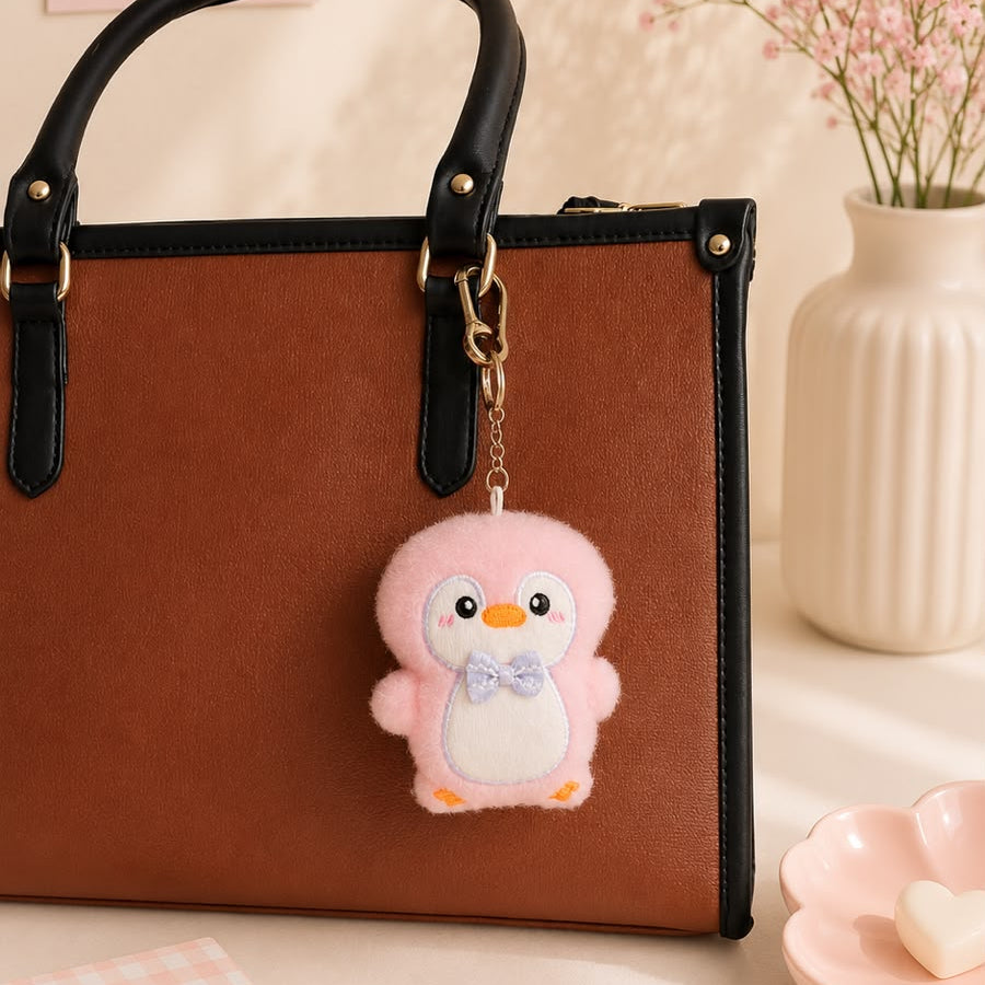 Bow Tie Penguin Plushie Keychain – Kawaii Bird Bag Charm