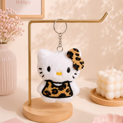 Leopard Print Kitty Plushie Keychain – Kawaii Cat Bag Charm