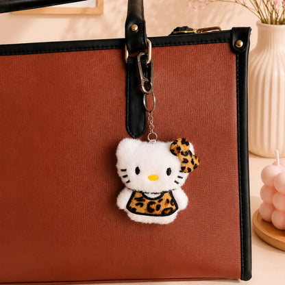 Leopard Print Kitty Plushie Keychain – Kawaii Cat Bag Charm