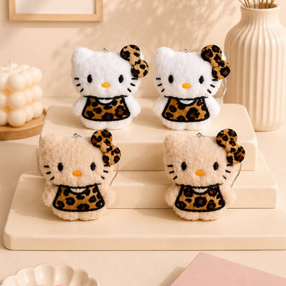 Leopard Print Kitty Plushie Keychain – Kawaii Cat Bag Charm