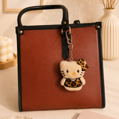 Leopard Print Kitty Plushie Keychain – Kawaii Cat Bag Charm