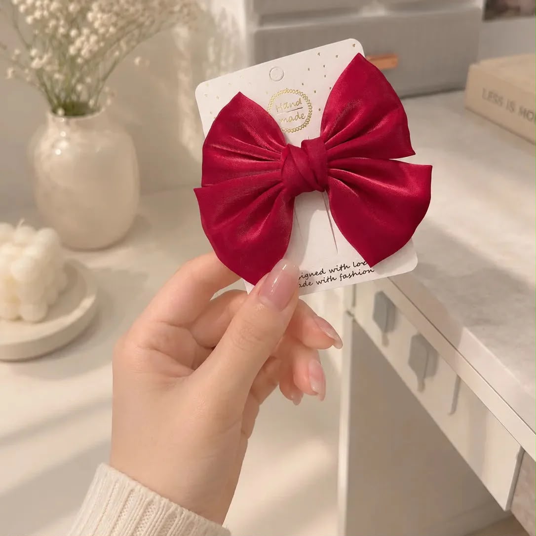 Shimmer Bow Hair Clip – Rouge