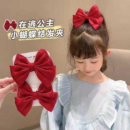 Shimmer Bow Hair Clip – Rouge