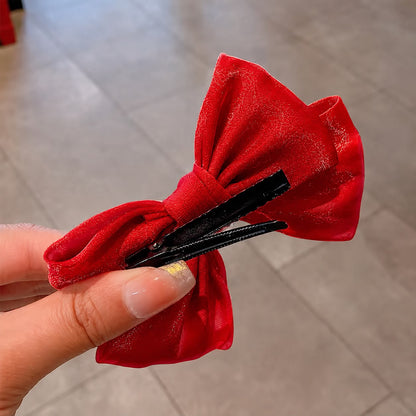 Shimmer Bow Hair Clip – Rouge