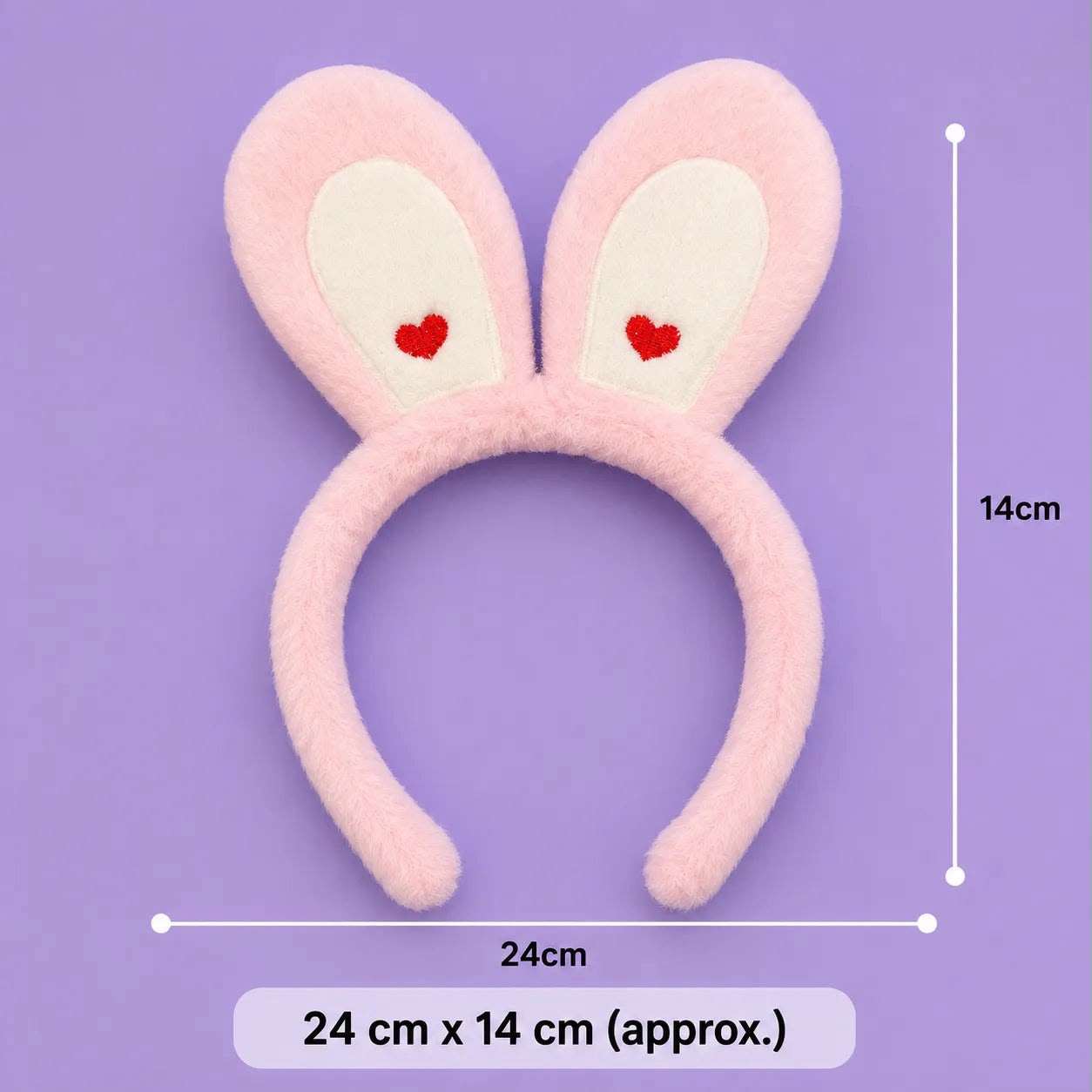 Bunny Love Plush Headband – Heart Embroidered Ear Band