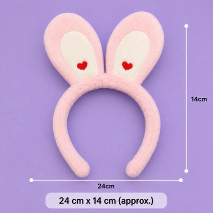 Bunny Love Plush Headband – Heart Embroidered Ear Band