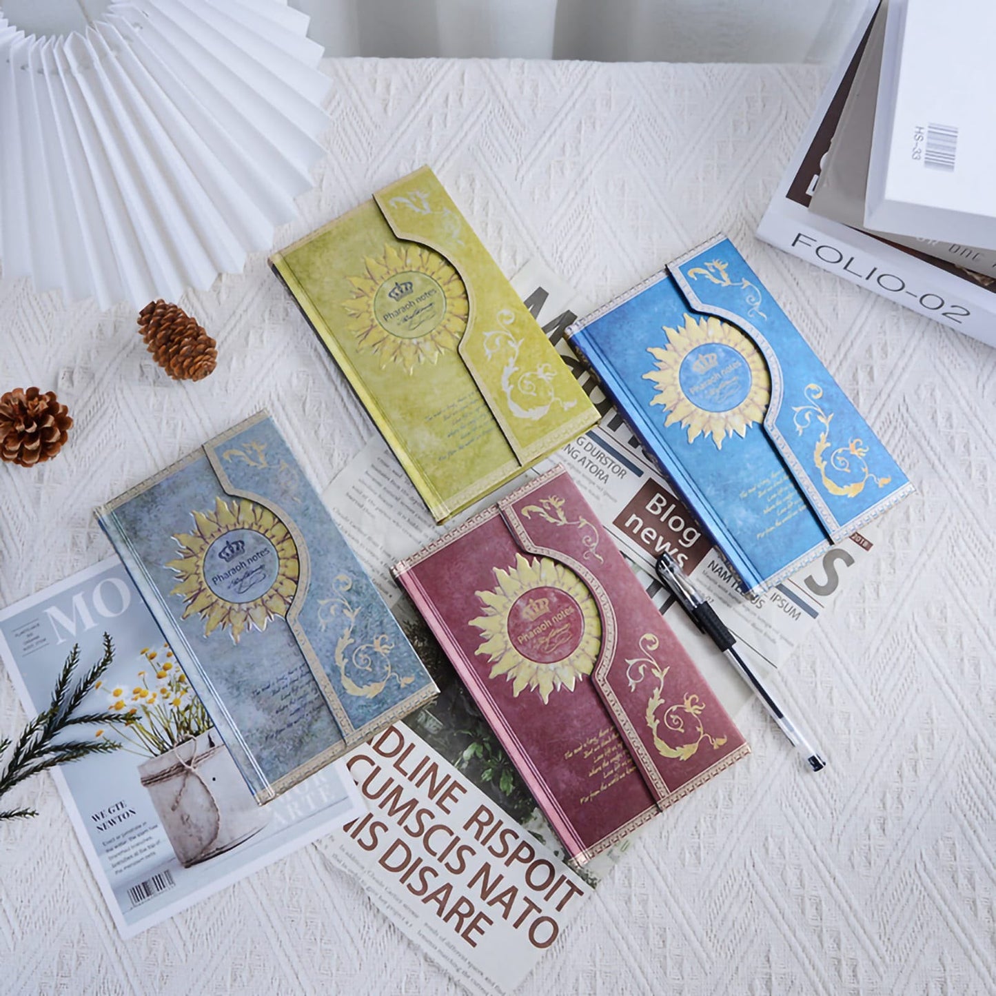 Pharaoh Notes Vintage Hardcover Journal – Sunflower Crown Notebook