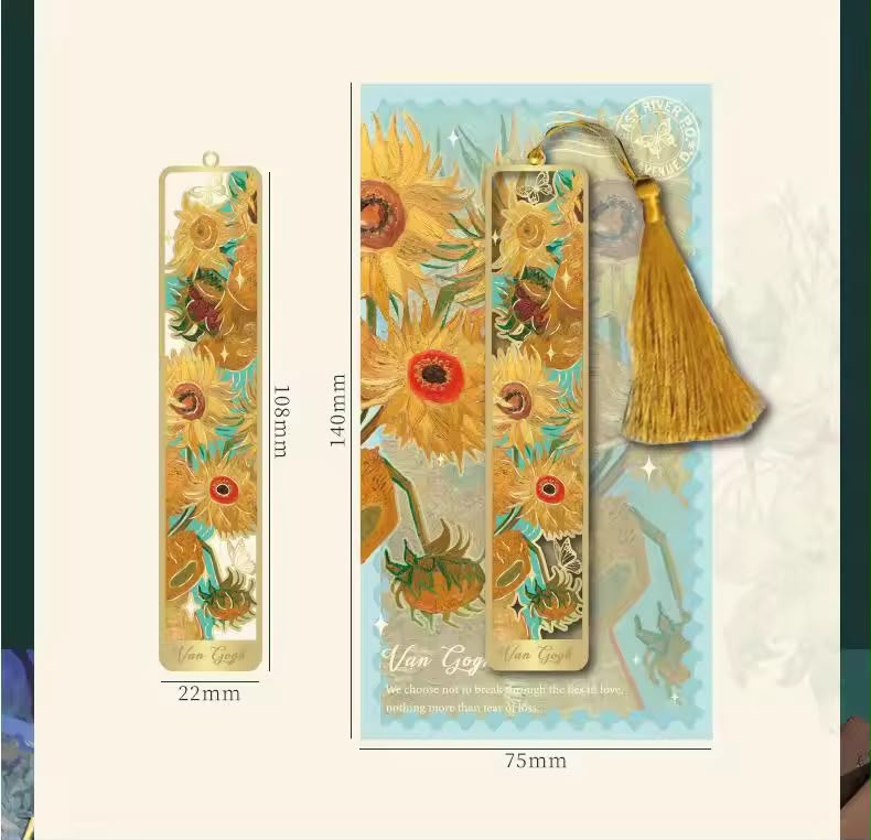 Van Gogh & Monet Art Metal Bookmarks with Silk Tassel