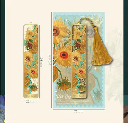 Van Gogh & Monet Art Metal Bookmarks with Silk Tassel