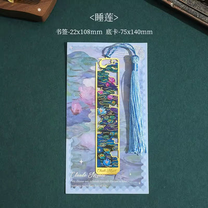 Van Gogh & Monet Art Metal Bookmarks with Silk Tassel