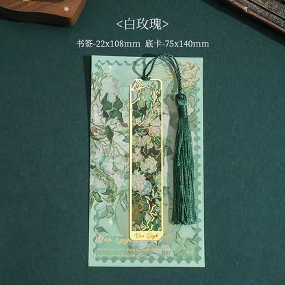 Van Gogh & Monet Art Metal Bookmarks with Silk Tassel
