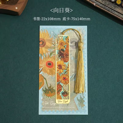 Van Gogh & Monet Art Metal Bookmarks with Silk Tassel