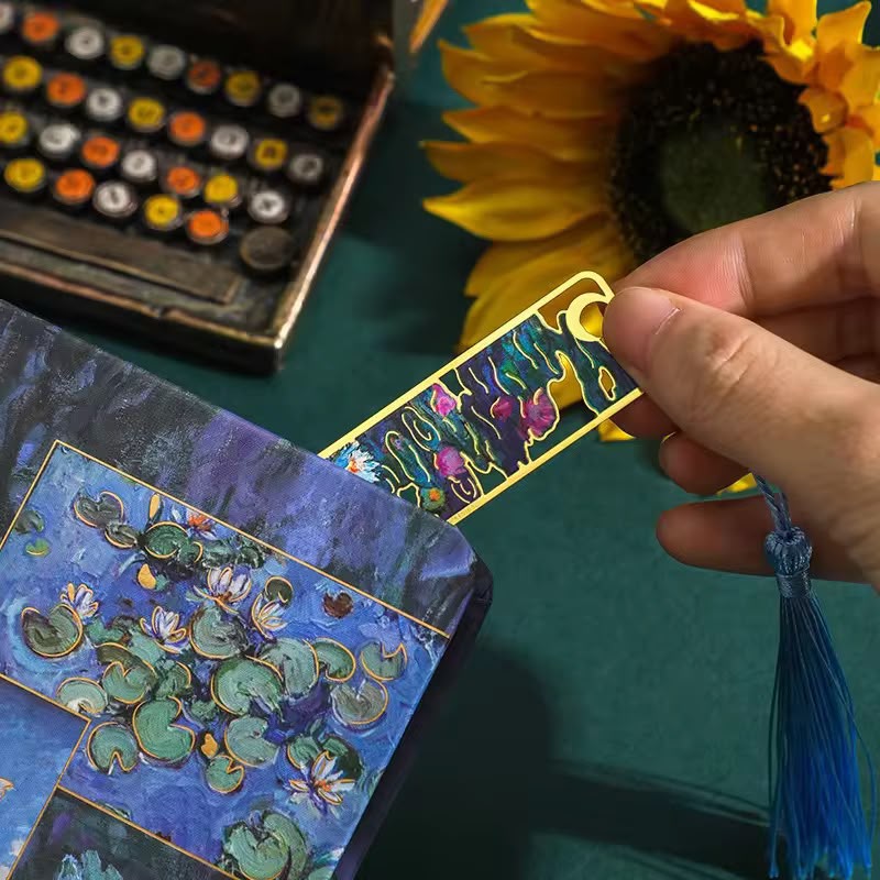 Van Gogh & Monet Art Metal Bookmarks with Silk Tassel