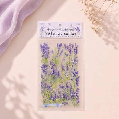 Natural Series Botanical Sticker Sheets – Pressed Flower & Plant Collection (Random Color)