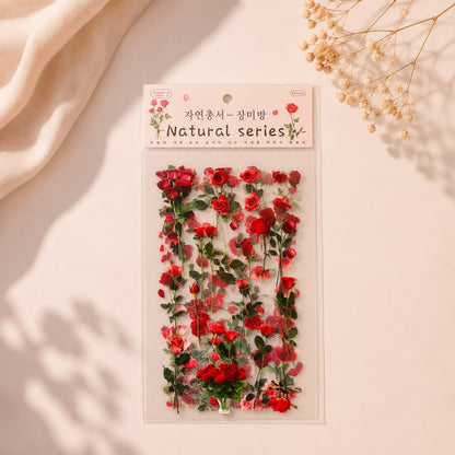 Natural Series Botanical Sticker Sheets – Pressed Flower & Plant Collection (Random Color)