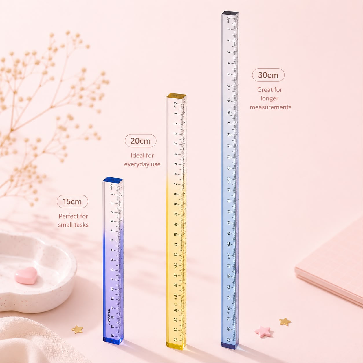 Transparent Gradient Acrylic Ruler – (Random colors) | Journal , Study & Drawing scale
