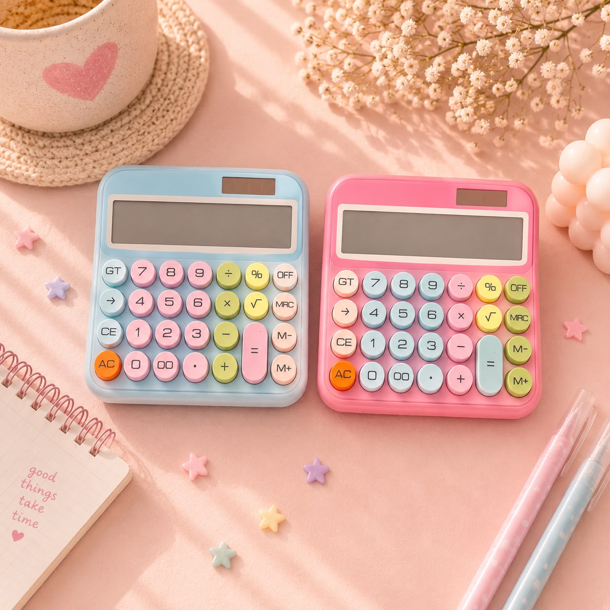 Pastel Kawaii Calculator | 12 Digit Solar Calculator