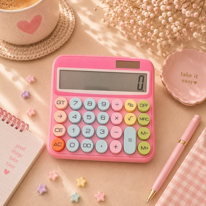 Pastel Kawaii Calculator | 12 Digit Solar Calculator