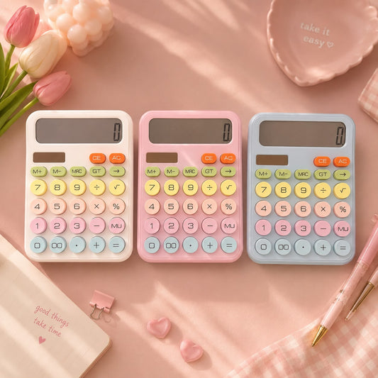 Pastel Kawaii Calculator | 12 Digit Solar Calculator
