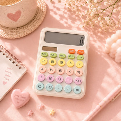 Pastel Kawaii Calculator | 12 Digit Solar Calculator