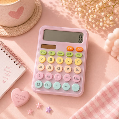 Pastel Kawaii Calculator | 12 Digit Solar Calculator