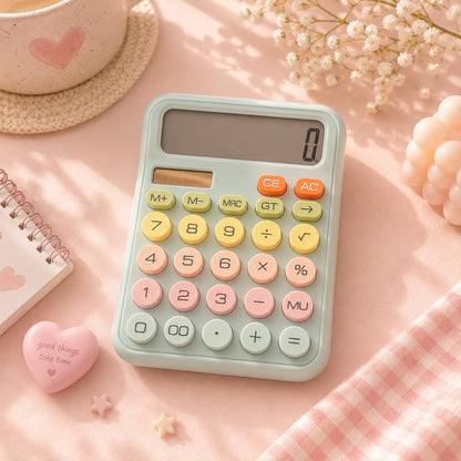 Pastel Kawaii Calculator | 12 Digit Solar Calculator