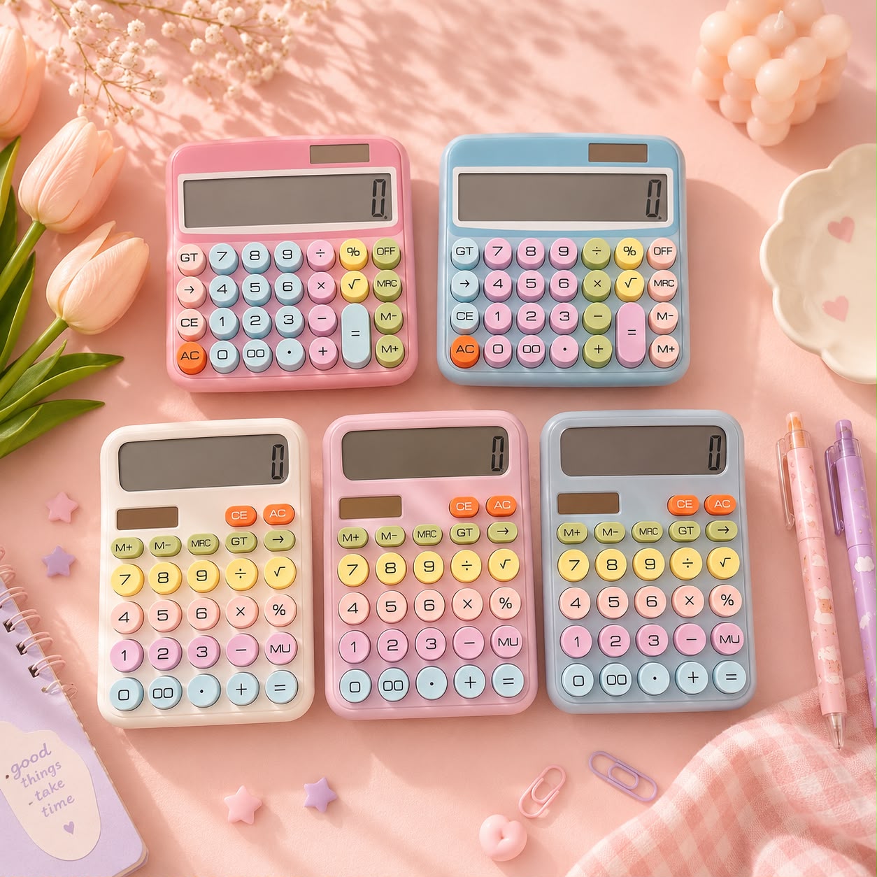 Pastel Kawaii Calculator | 12 Digit Solar Calculator