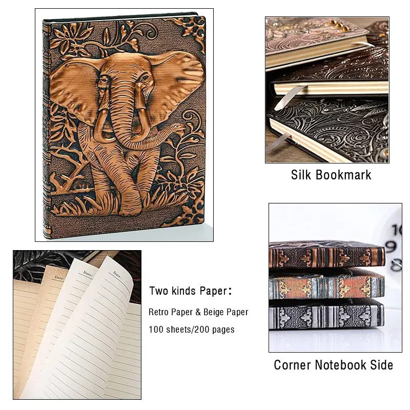 Elephant Leather Journal | 3D Embossed