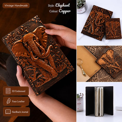 Elephant Leather Journal | 3D Embossed