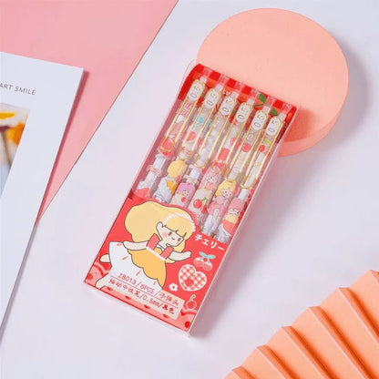 Cherry Girl Kawaii Gel Pen Set – 6 Pcs