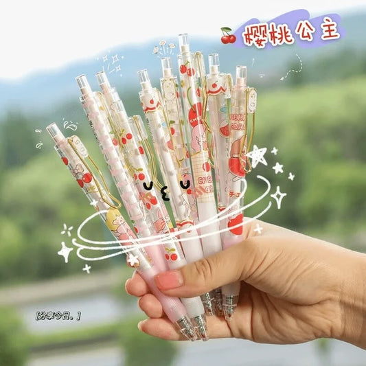 Cherry Girl Kawaii Gel Pen Set – 6 Pcs